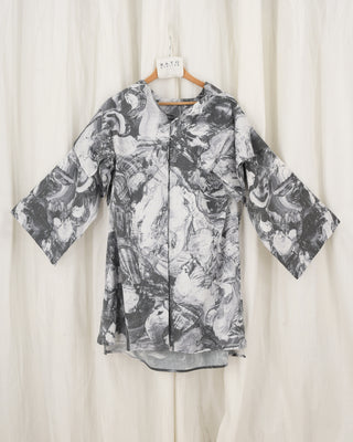 Zero-Waste Printed Mid-Length Coat Dress