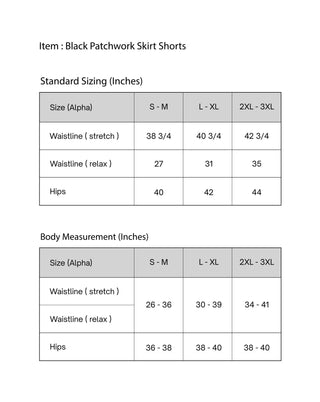 Patchwork Skirt Shorts (Black)
