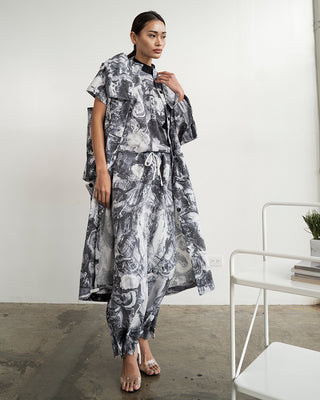 Zero-waste Printed Drawstring Pants (Black or White)