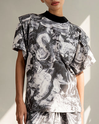 Zero-waste Printed Shirt with Pocket (Black or White)