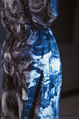 Zero-waste Printed Drawstring Pants (Black or White)