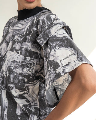 Zero-waste Printed Shirt with Pocket (Black or White)