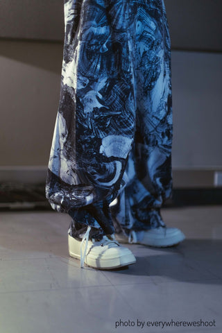 Zero-waste Printed Drawstring Pants (Black or White)